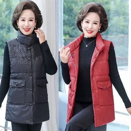 2021 Autumn Winter Women Solid Color Warm Cotton Padded Long Vest Female Plus Size 5XL Jacket Casual Waistcoats Ladies Parka Q74