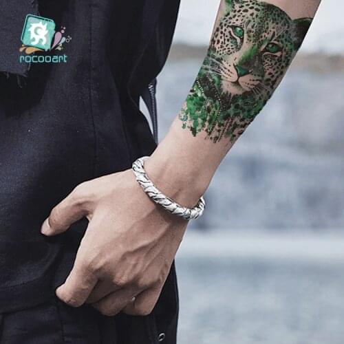 Rocooart Leopard Tattoo Lion Fake Tattoo Tiger Temporary Tattoo Stickers For Women Body Art Taty Waterproof Tatuajes Wolf Men