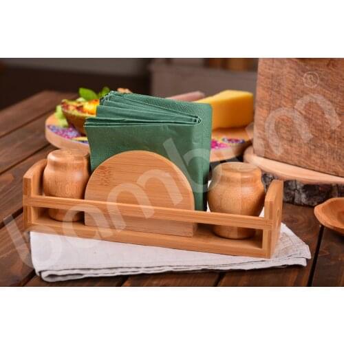 Elcoda Napkin Salt & Pepper Shaker | Environmentally Friendly Bamboo | Home-Kitchen | Made in Turkey