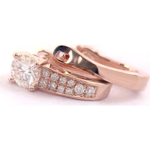 14K Yellow Gold and Silver DEF Moissanite Stud Earring White & Black Moissanite 1CTW 5mm Engagement Wedding for Women