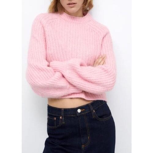 Sweater Women Sweater Pullover 2021 New Fashion O-neck Thicken Loose Pink Women Sweater Casual Chic Street Sweater Women