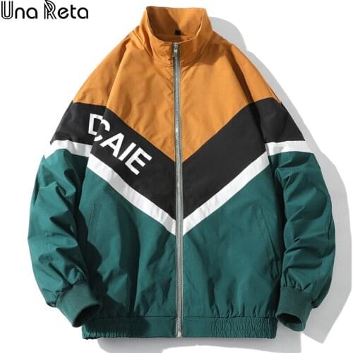 Una Reta Mens Jacket New 2021 Spring Hip-Hop Zipper Techwear Men Clothing Harajuku Plus Size Coats Print Patchwork Jacket Men