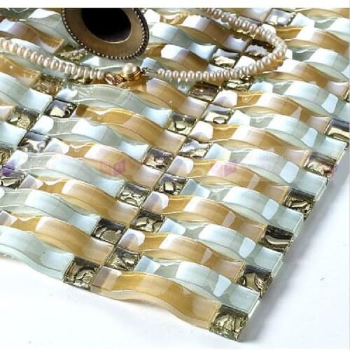 Interior glass mosaic kitchen backsplash wall tile YY-02 Arched Golden glass mosaic crystal glass mosaic bathroom tile