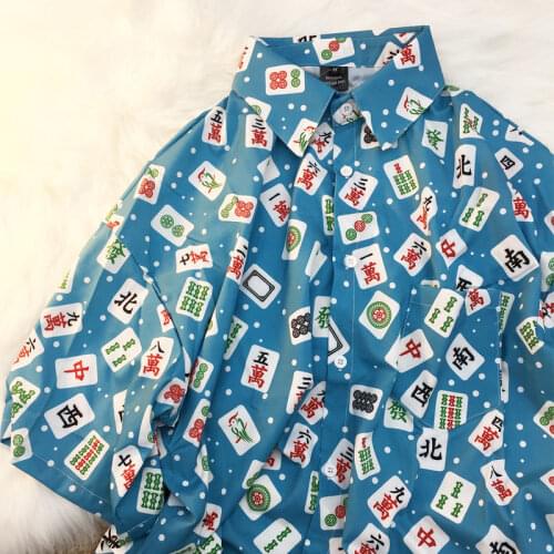 XEJ Vintage Clothes Mahjong Print Shirt Chemises Femme Chiffon Blouse for Women Chinese Style Women Tops Plus Size Summer Top