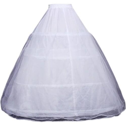 Women 4 Hoop Double Layer Tulle Puffy Crinoline Petticoat Drawstring Waist Evening Party Wedding Dress Half Slip Long
