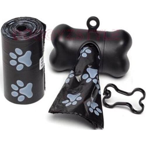 1 Roll Dog Poop Bag +1 PC Bone Dispenser Pet Waste bags Clean Up Bags mascota bolsas de caca de perro cachorro Bolsa dispensador