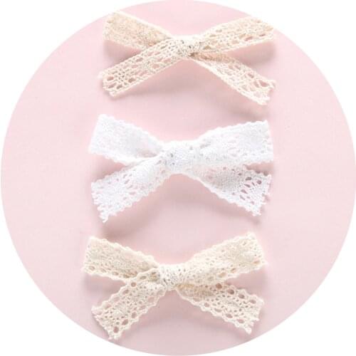 3pc White Lace Hair Bows For Girls Lot Hair Clips For Kids Hair Tie Baby Hairpin Barrettes Headband Turban Baby Hair Accessories