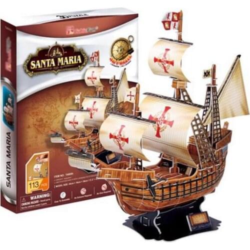 T0461 3D Puzzles Santa Maria aircraft carriers/warships DIY Paper Model Creative gift Children Educational toys hot sale