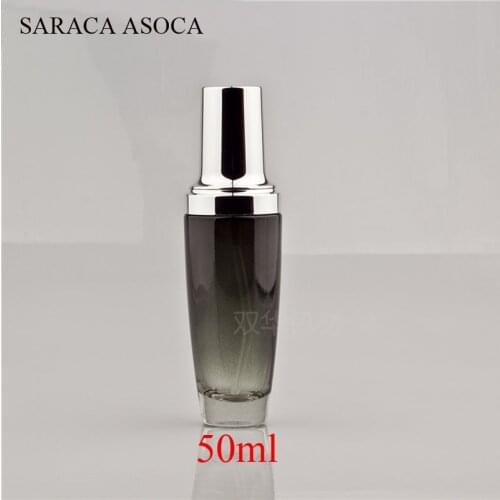 50ml Glass Emulsion Pump Small Black Bottles Big Capacity Cosmetic Refillable Bottles