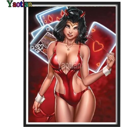 5d Diy Diamond Painting Sexy woman poker Full Sqaure Round Drill Cross Stitch Embroidery Rhinestone Diamond Mosaic Home Art
