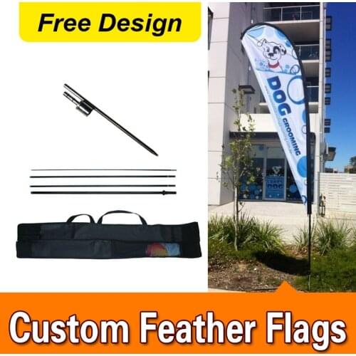 Free Design Free Shipping Double Sided Inground Spike Teardrop Flags Banners Signs Advertising Feather Flags Pole Feather Banner