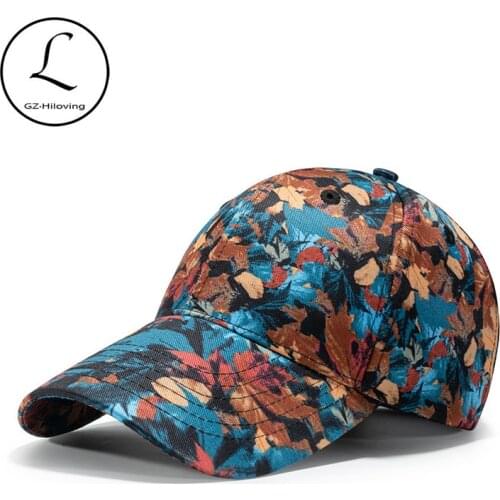 2021 New Maple leaf Butterfly Print Baseball cap For Women outdoor stretch 100% cotton Adjustable Hats leaves printed anti-UV