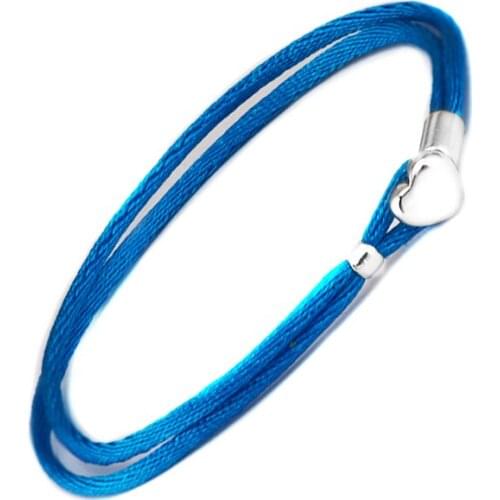 Turquoise Fabric Cord Bracelets 100% 925 Sterling Silver Jewelry Free Shipping