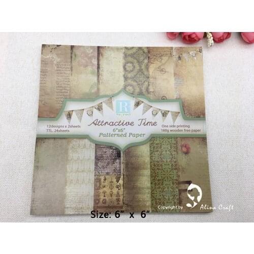 AlinaCraft 24 sheet 6"X6" attractive time patterned paper Scrapbooking paper pack handmade craft paper craft Background pad