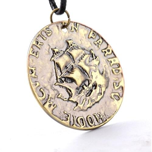 Game Series Uncharted 4 A Thiefs End Metal Pendant Necklace Collection Pirate Gold Coin Skull Theme Jewelry