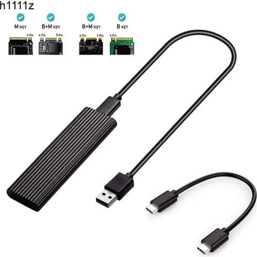 M2 SSD Case NVME Enclosure M.2 to USB Type C 3.1 SSD Adapter for NVME PCIE NGFF SATA M/B Key SSD Disk Box M.2 SSD Case Two Cable