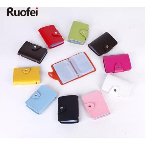 RUO FEI 12 bit new Mens Women Leather Credit Card Holder / Case Card Holder Wallet Business Card Package PU Leather Bag