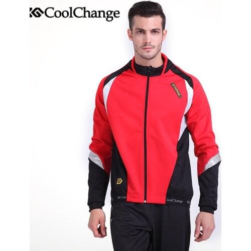CoolChange Winter Fleece Thermal Cycling Jersey Bicycle Windproof Jacket Outdoor Riding Bike Jersey Sportswear Long Sleeve Coat