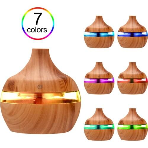 1pc Aromatherapy Essential Aroma Oil Diffuser Humidifier Wood Grain Air Humidifier USB Mini Mist Maker 7 Color LED Night Light