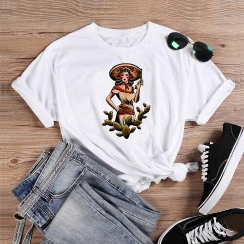 Colored Cactus cowgirl t-shirt unisex women graphic grunge camisetas vintage tumblr hipster Fashion 100% Cotton tee top tshirt