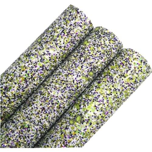 Halloween Green Monsters Chunky Glitter Vinyl Fabric Sheet Felt Backing Synthetic Leather Faux Vinil DIY A4 SIZE 6S104A