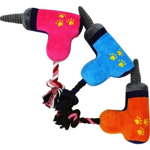 Cotton Rope Pet Electric Drill Shape Plush Dog Squeaky Toys Chew Molar Clean Teeth Puppy Training Bite Interactive Sounding Toy