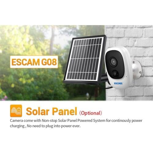 ESCAM G08 Solar Power/Battery Power 2MP 1080P Wireless WIFI IP Camera Wire-free Alarm Camera