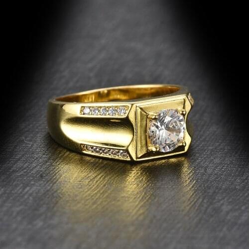 HIP Hop 1Pc Full Pave Rhinestone Gold Big CZ Domineering Classic Alloy Ring Bling For Men Jewelry Dropshiping