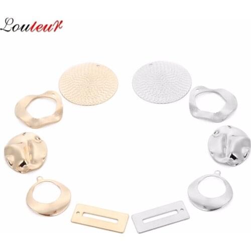 LOULEUR Vintage Tone Irregular Round Circle Charm Pendant For Earrings Necklace Pendant Handmade DIY Jewelry Making