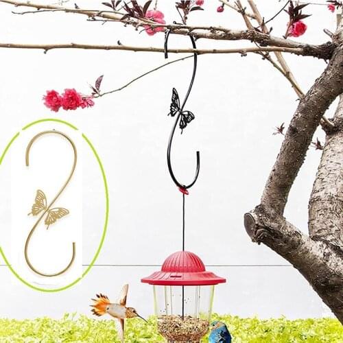 Wrought Iron Hook Hummingbird Feeding Hook Flower Pot Metal Hanger Hook Outdoor Metal Butterfly Bird Feed Hook