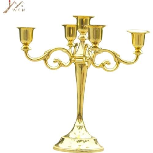 IMUWEN 4 Color Metal Candle Holder 5-Arms Candlestick Tabletop Candle Stand Wedding Decoration Candelabra Home Decor Candelabrum