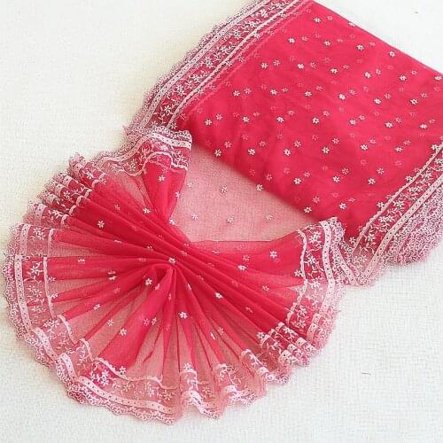 MLAEY 2Yards Red Exquisite Embroidered Flower Lace Trim High Quality Lace Fabric DIY Craft&Sewing Dress Clothing Accessories