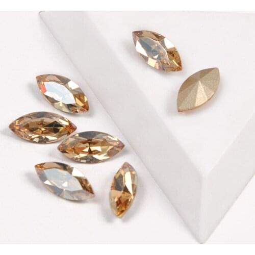 Fashion Crystals GSHA Color Navette Shape 3D Nail Art Fancy Glass Stones For 3D DIY Nails Art Decorations