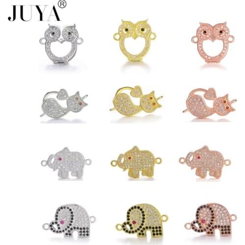 New 2019 Cubic Zirconia Charms Animal Elephant/Owl Connectors For DIY Charm Bracelets Women Kids Bracelets Making Accessories