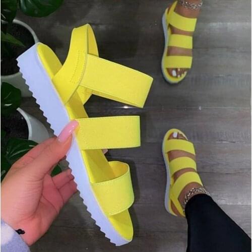 2021 Summer New Womens Flat Sandals Fashion Solid Color Outdoor Womens Shoes Open Toe Plus Size 43