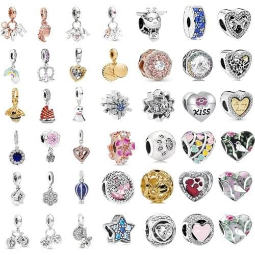 New Fashion Charm Original Rainbow Mothers Day Beads Suitable for Original Pandora Ladies Bracelet Jewelry Gift