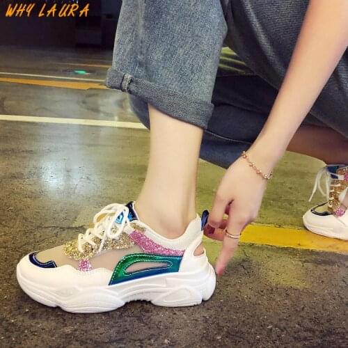 New Womens Sneakers Breathable Medium Heel Shoes Womens Light Weight Sneakers Anti-skid Running Shoes Zapatilas Mujer Casual B