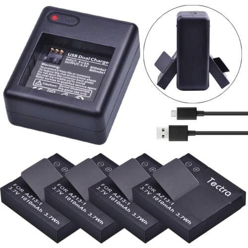 NEW 4PCS 1010mAh AZ13-1 AZ13 Repalcement Battery + USB Dual Charger for Xiaomi Yi XiaoYi Xiaomi yi 1 Action Camera Battery