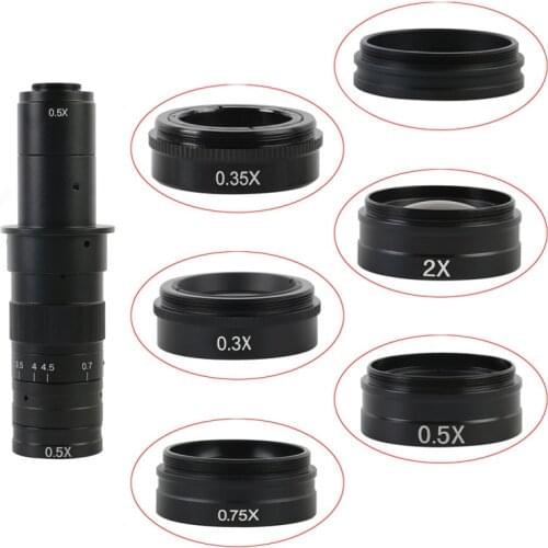 0.5X/0.35X/2X/1X/0.75X Barlow Auxiliary Objective Glass Lens 42mm For 10A 300X 180X 200X C-MOUNT Lens Video Microscope Camera