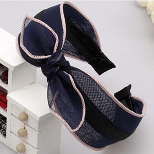 New Mesh Hairband for Women High Quality Bowknot Headband Hairband Girls Hair Accessories Solid Color Head Hoop Cute Hairband