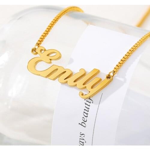Customized Name Necklace Stainless Steel Punk Style Pendant Necklace Custom Name Necklace Personalized Letter Necklaces Chain