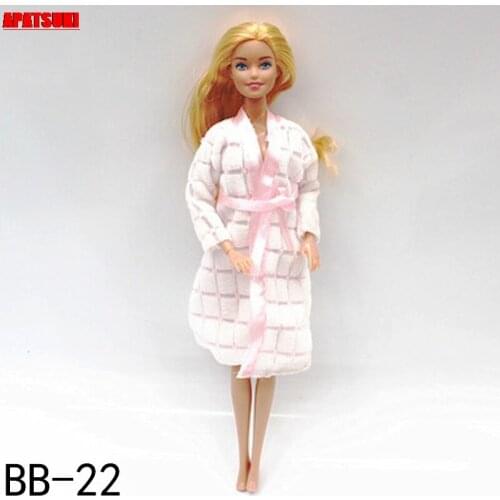 Pink Fashion Doll Clothes For Barbie Doll Robe 1/6 Dolls Accessories Sleeping Wear Pajamas Bathrobe Robe Toys For Children