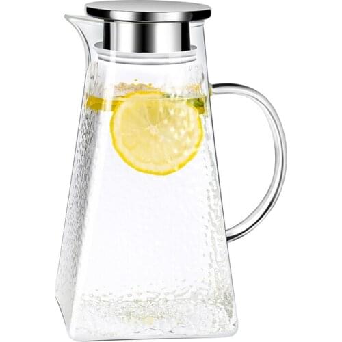 Large-capacity Glass High Temperature Resistant Transparent Cold Water Cup Hammer Pattern Explosion-proof Cool Water Bottle