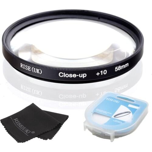 HOT SALE RISE(UK) 58mm Close-Up +10 Macro Lens Filter for Nikon Canon SLR DSLR Camera + filter case + gift