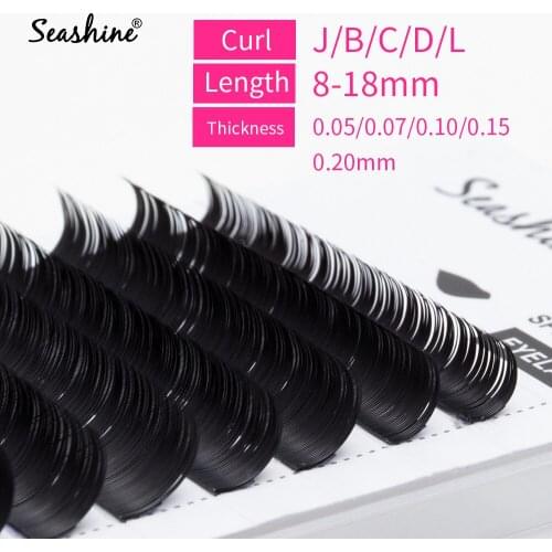 Seashine Individual lashes J B C D L Mix Trays Faux Eyelash Extensions Wholesales Natural Soft False Eyelash Extension Supplies