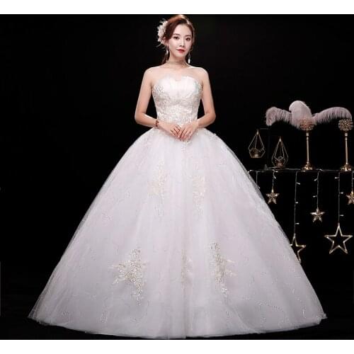 Luxury Strapless Wedding Dresses Tube Top Lace Up Dress Bride Dream Retro Wedding Dresses Ball Gowns