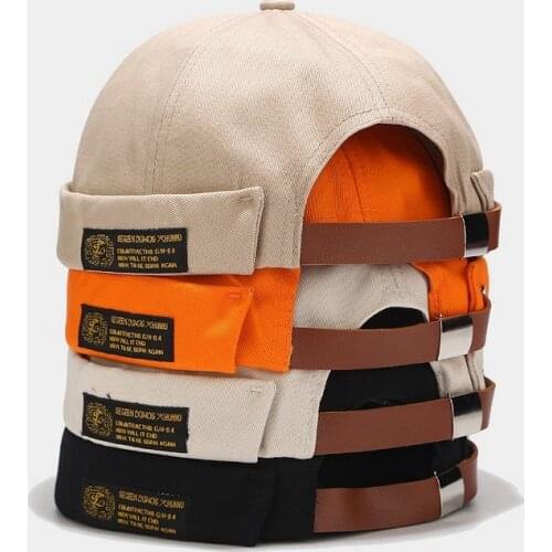 New Cotton Skullies Beanies Womens Street Dance Hip-hop Hat Unisex Retro Dacker Brimless Cap Sailor Adjustable Dome Melon Cap