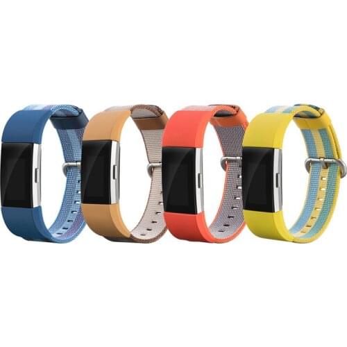 Sport Woven Nylon Wrist Strap For Fitbit Charge 2 band Flexible Breathable Replacement Band with Metal Clasps