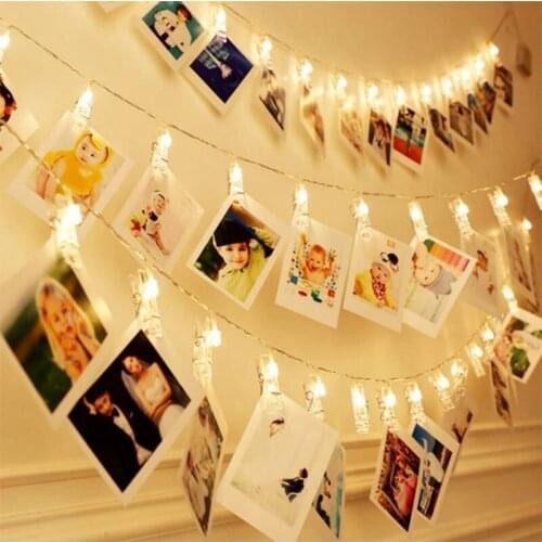 Christmas Light LED Photo Clip String Lights Aesthetic Room Decor for Living Teen Room Xmas Decoration Garland Battery Operated