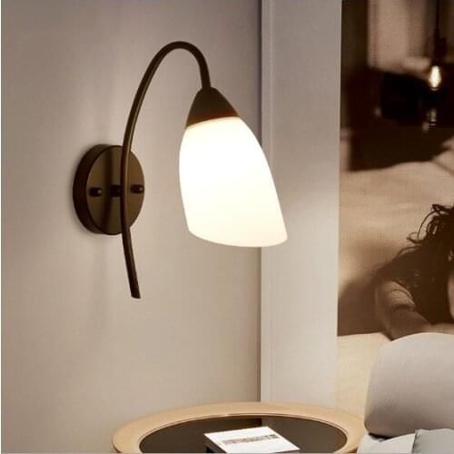 LED American country black wall lamp wrought iron hotel living room wall bedroom bedside lamp simple modern corridor aisle lamps